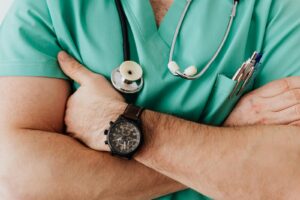 Women's Health Crop unrecognizable male doctor with stethoscope